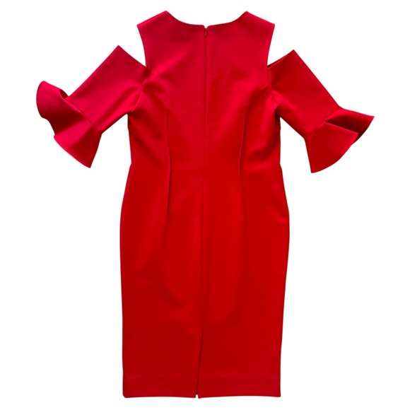 RICKIE FREEMAN for TERI JON Crepe Cold Shoulder Mini Sheath Dress, Size 8 - Picture 12 of 13